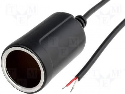 Гнездо за запалка с кабел A13-23A Адаптер за гнездо за запалка за кола; кабел 0,5m; 5A; 12V; черен